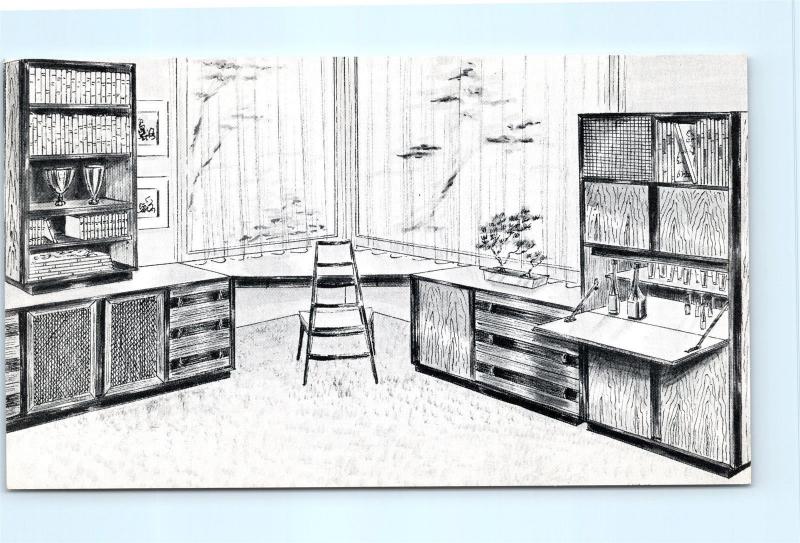 Postcard Ad Mid Century Modern Furniture Formica Westchester Designs NYC NY F20