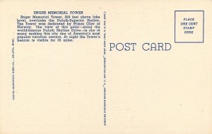 Duluth Minnesota~Enger Memorial Tower By Night~1940 Linen Postcard