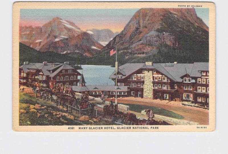 VINTAGE POSTCARD NATIONAL STATE PARK GLACIER MANY GLACIER HOTEL #1