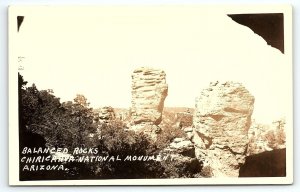 1930s CHIRICAHUA NATIONAL MOUNMENT ARIZONA BALANCED ROCK RPPC POSTCARD P1272