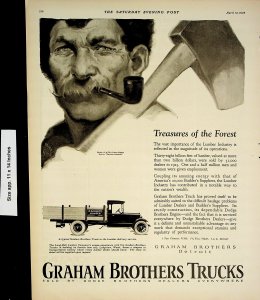 1924 Graham Brothers Lumber Delivery Truck Vintage Print Ad 4212