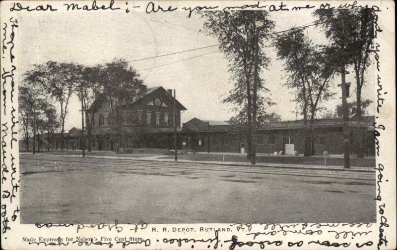 Rutland Vermont VT Train Station Depot c1910s Postcard