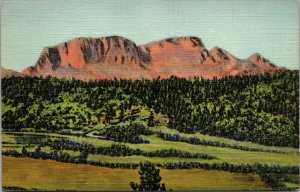 Vtg 1940s Hermit's Peak Forming Human Face Santa Fe Trail New Mexico Postcard