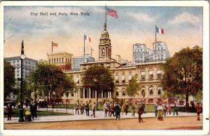 Vintage New York City Postcard  - City Hall and Park