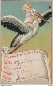 Stork Baby Birth Notice , 1913