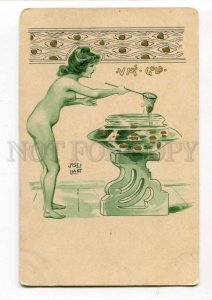 288316 JOSEF HART Nude Witch w/ Gold Vintage ART NOUVEAU PC