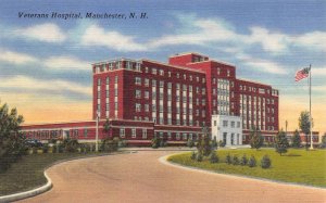 MANCHESTER, New Hampshire NH    VETERANS HOSPITAL~VA    c1940's Linen Postcard