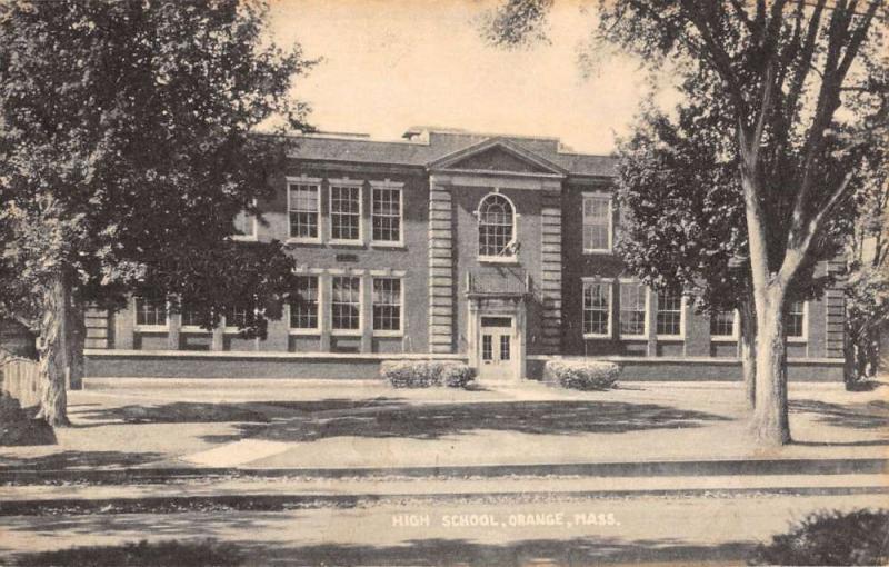 Orange Massachusetts High School Street View Antique Postcard K41814