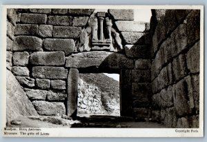 Mykines Peloponnese Greece Postcard Gate of Lions c1930's RPPC Photo