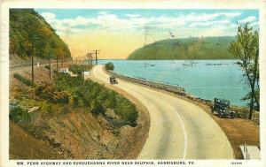 Auto Penn Susquehanna River Daupin Harrisburg Pennsylvania 1908 Postcard 4798