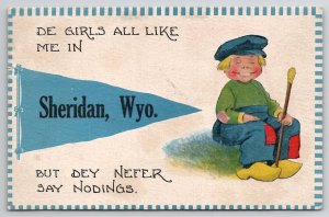 Sheridan WY Girls Like Me Dutch Boy Davidson Family of Long Pine NE Postcard A35