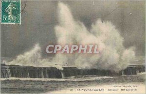 Old Postcard Saint Jean de Luz Sea Storm dismantled