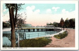 1915 Church Street Bridge Laconia New Hampshire NH River Posted Postcard