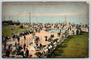 Rochester New York~Ontario Beach Park Summer Afternoon~Umbrella~1908 Postcard