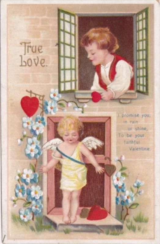 Valentine's Day Cupid and Young Boy 1913