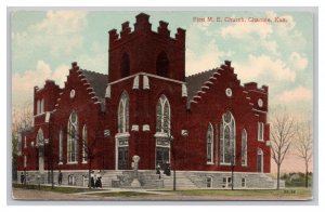 Postcard First M. E. Church Chanute Kans. Kansas c1914 Postmark
