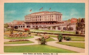Baltimore, Maryland - The Union Railroad Station and Garden - c1940