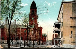 Vtg Lewiston Maine ME City Building and De Witt House Street View 1910s Postcard