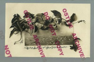 New Albin IOWA RPPC 1907 BIRDSEYE VIEW Add on BITTERSWEET nr Waukon Lansing