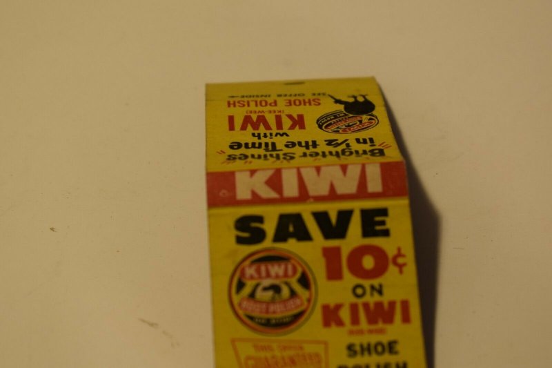 Save 10 cents on Kiwi Shoe Polish Advertising 20 Strike Matchbook Cover