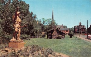 Warren, OH Ohio   MONUMENTAL PARK  Log Cabin Replica~Elks Club~Church  Postcard