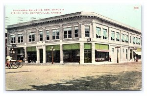 Postcard Columbia Building Cor. Maple & Eighth Sts. Coffeyville Kansas c1913