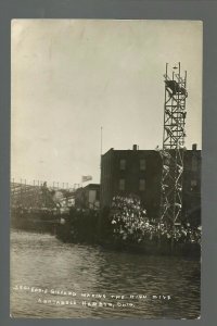 Ashtabula OHIO RPPC '10 HIGH DIVER Daredevil BICYCLE JUMPING HarborEddie Gifford 