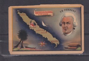 NEW CALEDONIA, LA PEROUSE, MAP, PALM TREES, HUT, c1920 ppc., unused.