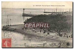 Royan Old Postcard View of sqaure Botton and two piers