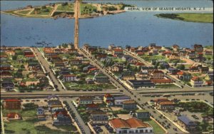 Seaside Heights New Jersey NJ Aerial View Linen Vintage Postcard