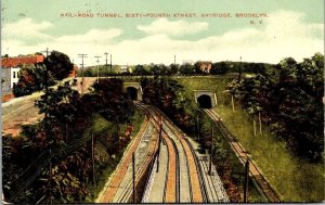 Vintage New York City Postcard  - Railroad Tunnel - 64th street Bay Ridge - 1909