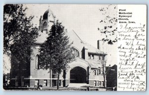 Ames Iowa Postcard First Methodist Episcopal Church Exterior View c1908 Vintage