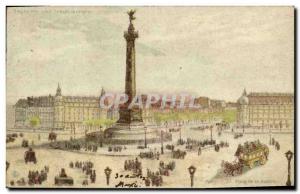 Old Postcard Fancy transparent map Paris Bastille Square