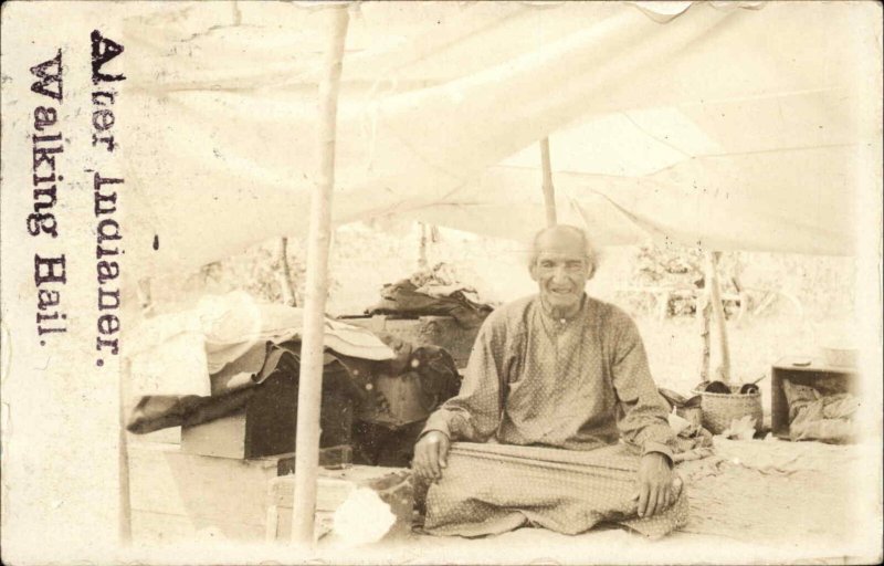 Black River Falls WI Native Indian Alter Indianer Walking Hail c1910 RPPC