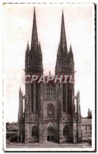 Old Postcard Quimper The Cathedral Facade West