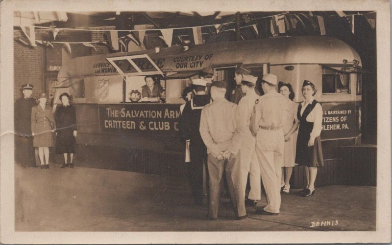 RPPC Postcard Military Salvation Army Canteen Club Bethlehem PA