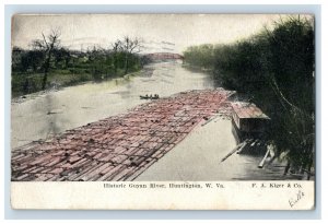 1908 Logging Guyan River Hunting West Virginia. Postcard P30E