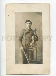 3037982 Virtuoso VIOLINIST w/ Violin Vintage REAL PHOTO