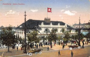 Germany Hamburg 1914 Alster Pavillon Flag Cars vintage postcard