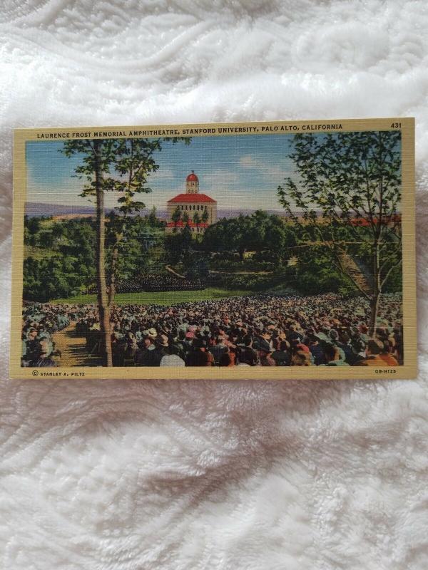 Antique Postcard, Laurence Frost Memorial Amphitheatre, Stanford University