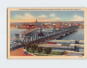 Postcard The Government Bridge And Roller Dam USA