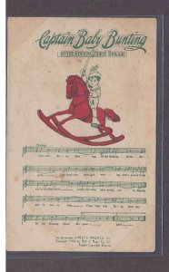 Ca 1905-1906 CAPT BABY, RARE MUSIC POST CARD W/LYRICS & ILLUSTRATED IN COLOR