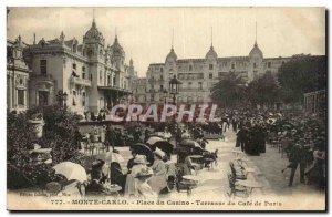 Old Postcard Monte Carlo Square Cafe Terrasse du Casino de Paris Monaco