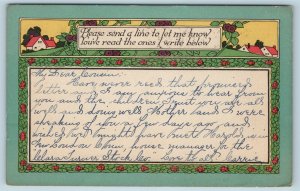 Postcard Greetings Message Poem Arts & Crafts Style 1916 Robert Lord M2