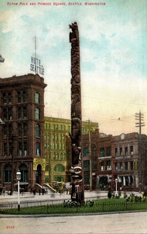 Washington Seattle Pioneer Square With Totem Pole