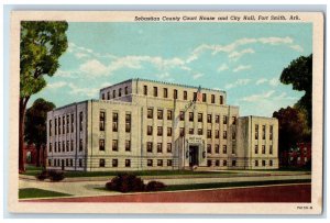 Fort Smith Arkansas Postcard Sebastian County Court House City Hall 1940 Vintage