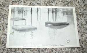 Automobiles Submerged at Orange MA Mass Massachusetts Postcard (E19)