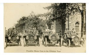 1908 Glidden Reliability Tour - Franklin Motor Cars   RPPC   (RARE FIND)