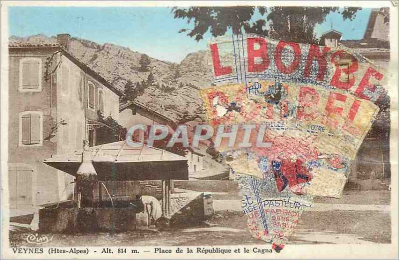 Postcard Old Veynes (Alps Htes) Alt 814 m Place de la Republique and the Cagna
