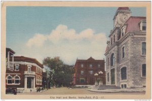 City Hall & Banks, Valleyfield, Quebec, Canada, PU-1945